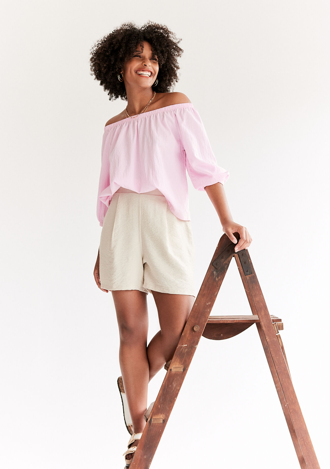 Linen-look shorts - LT BEIGE - 1106926