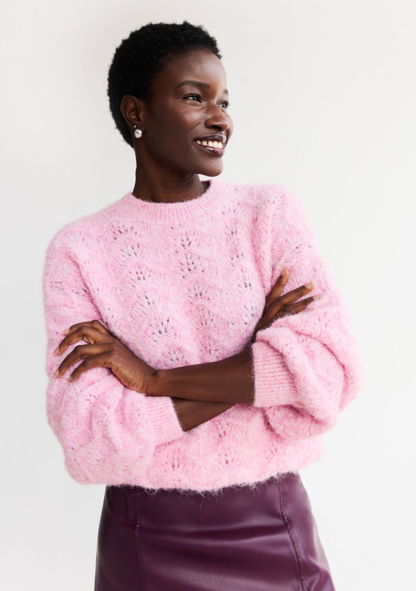 Zachte trui met textuur, Zachte trui met textuur - LIGHT PINK - 04007095_1303