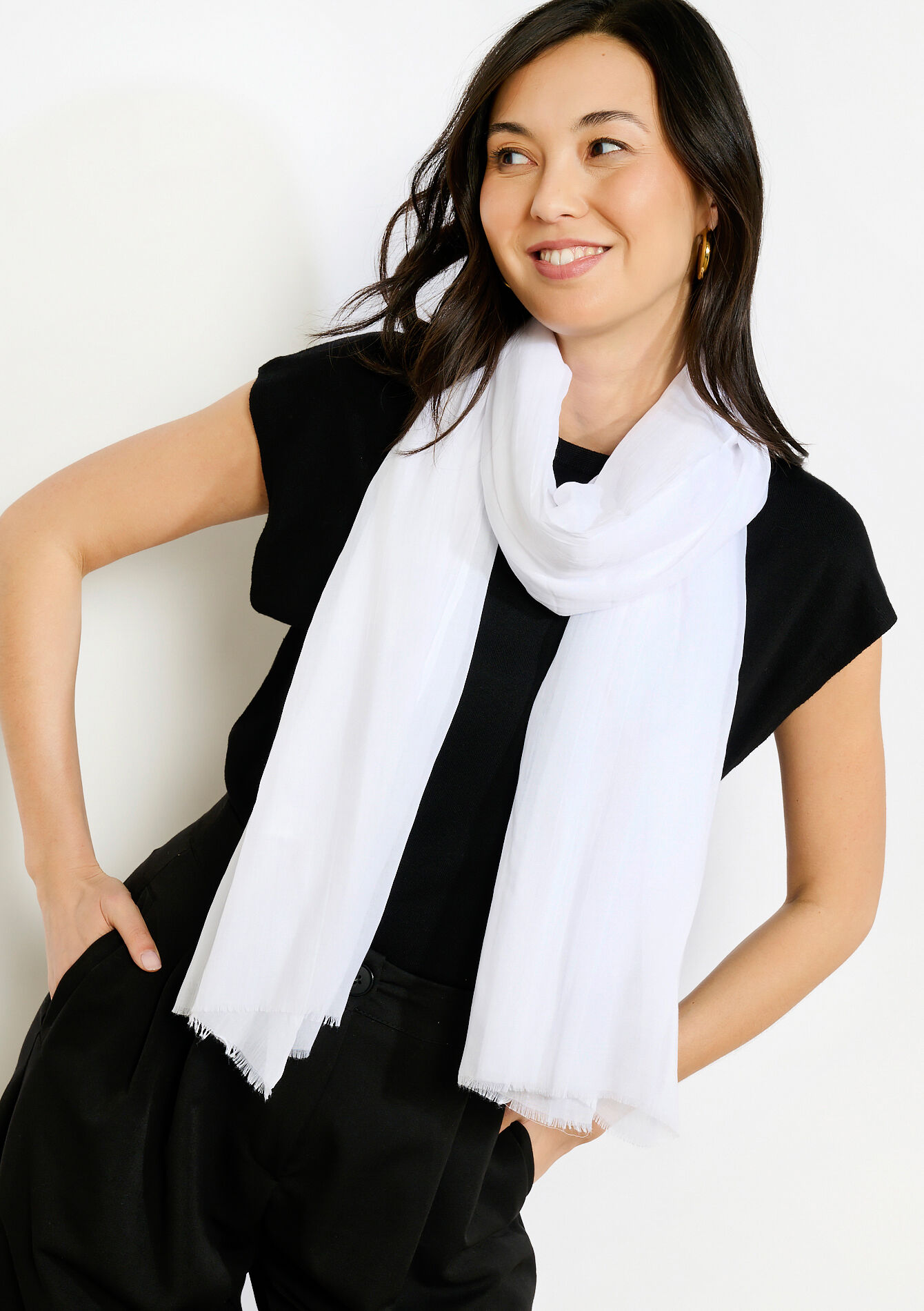 Luchtige sjaal - OPTICAL WHITE - 17101536_1019