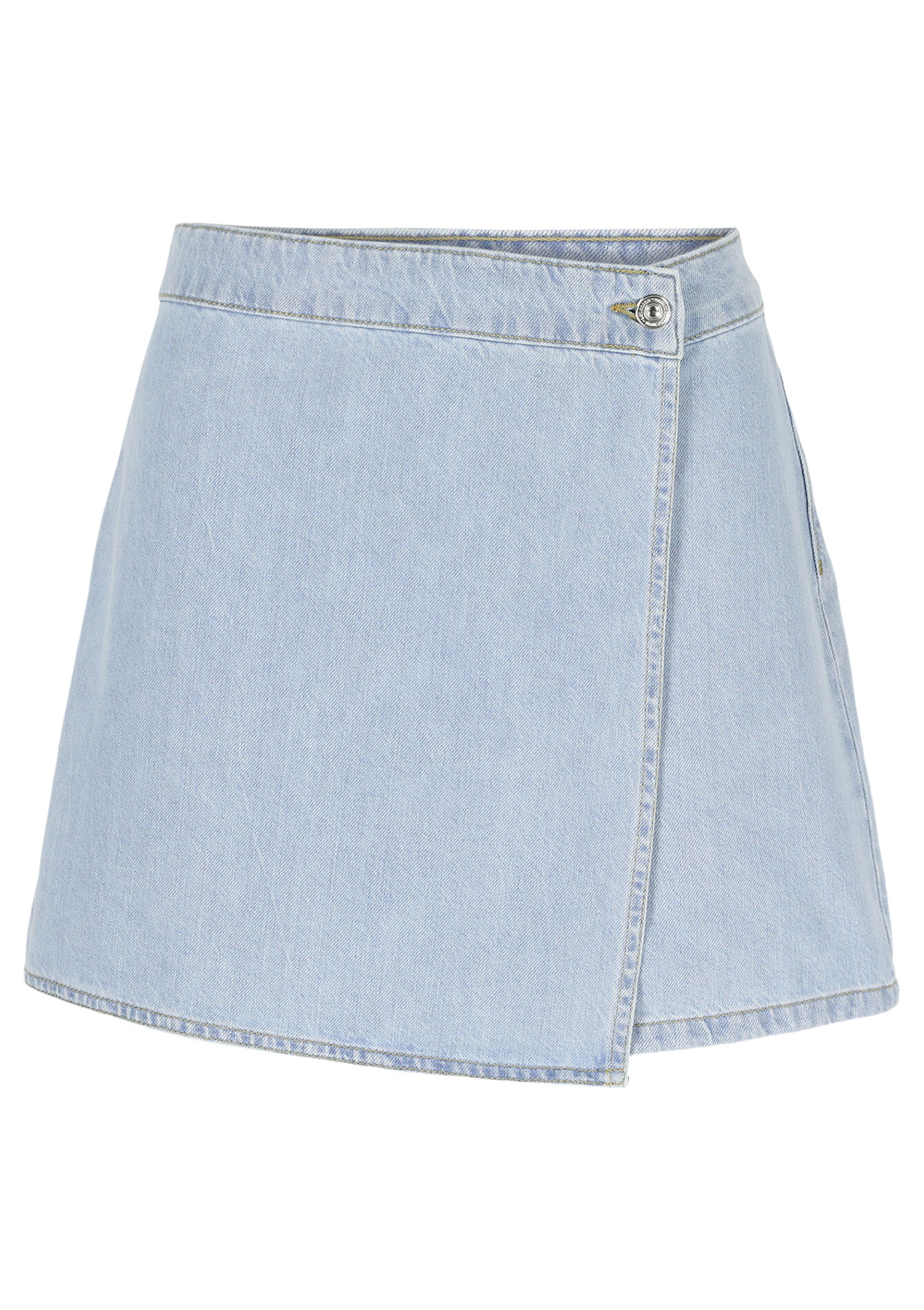 Wikkelrok-short in denim, Wikkelrok-short in denim - BLUE BLEACHED - 22000608_0502