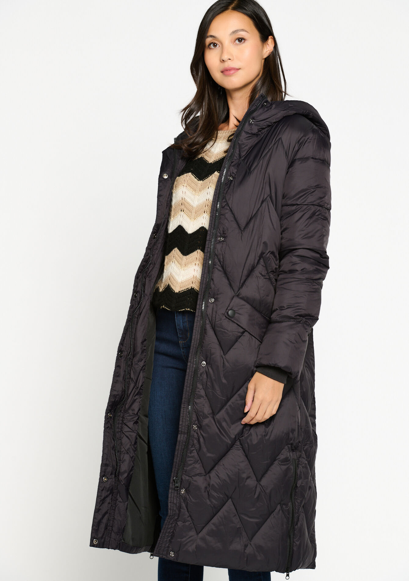 Long quilted jacket - BLACK - 23000591_1119