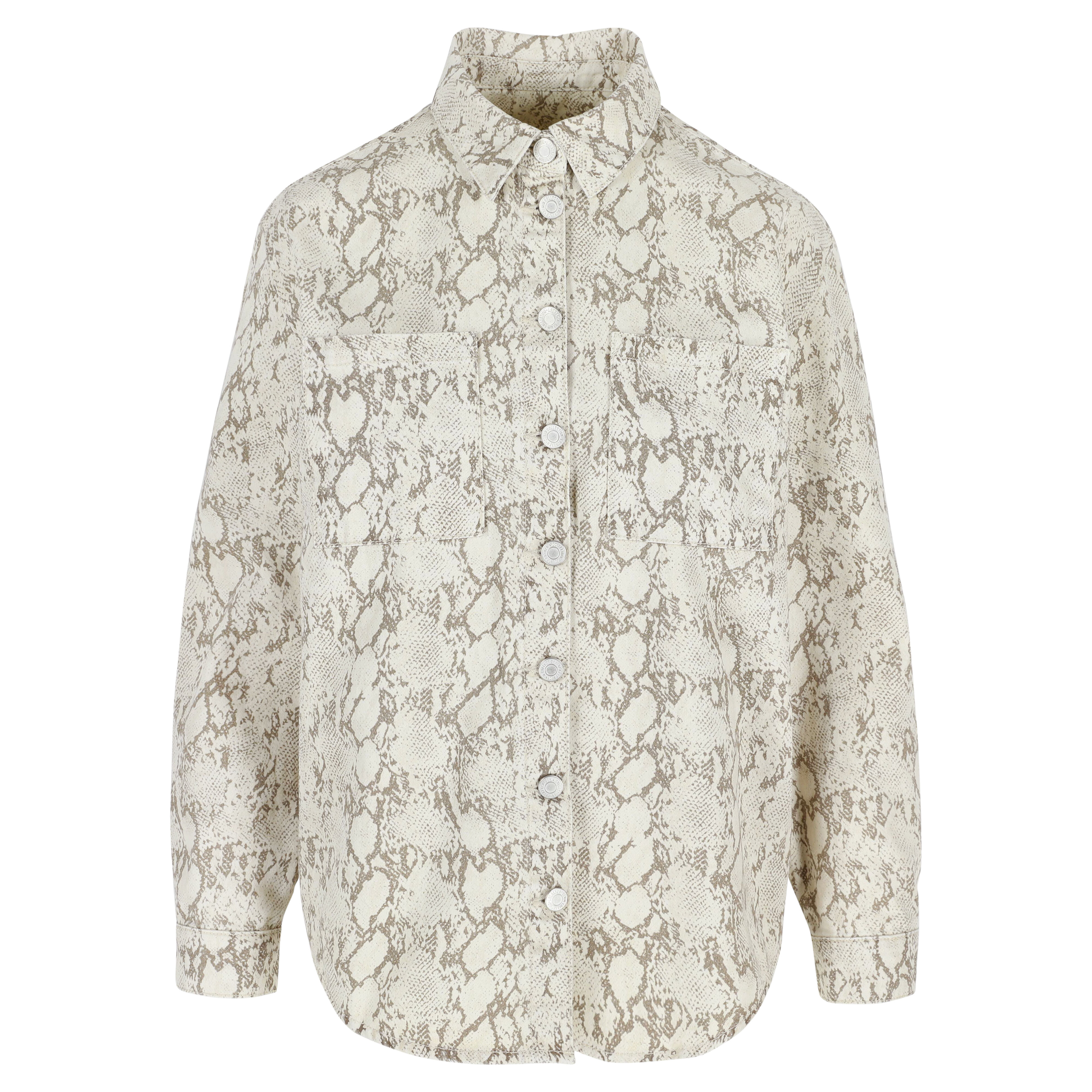Denim hemd met slangenprint, Denim hemd met slangenprint - LT BEIGE - 05702749_2527