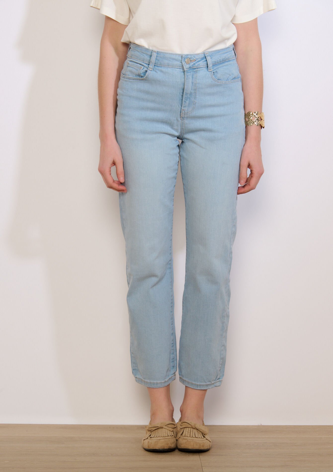 7/8 rechte jeans - BLUE BLEACHED - 22000636_0502