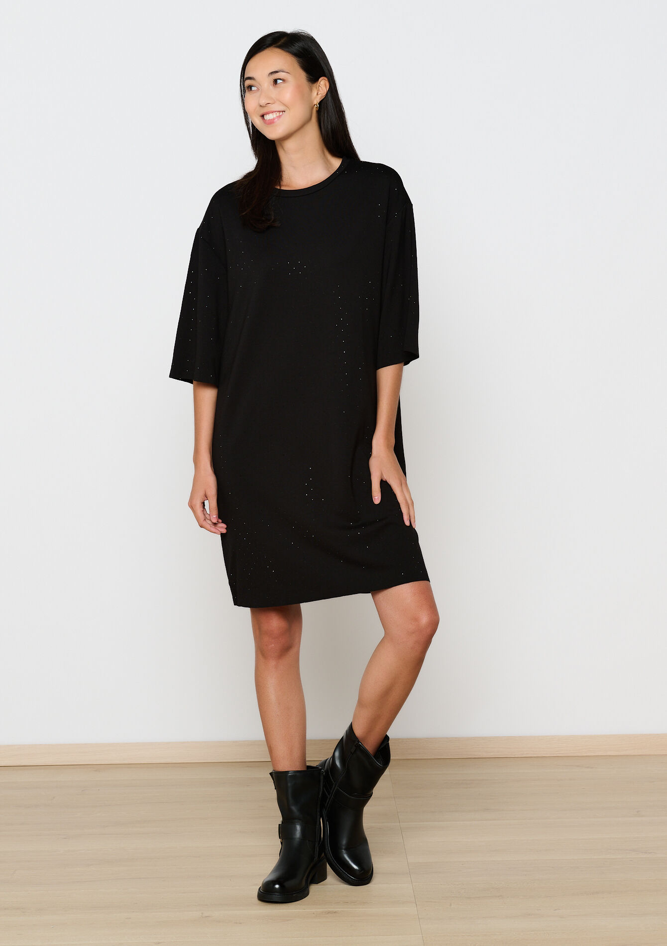 Oversized sweatshirt dress, Oversized sweatshirt dress - BLACK - 08103834_1119