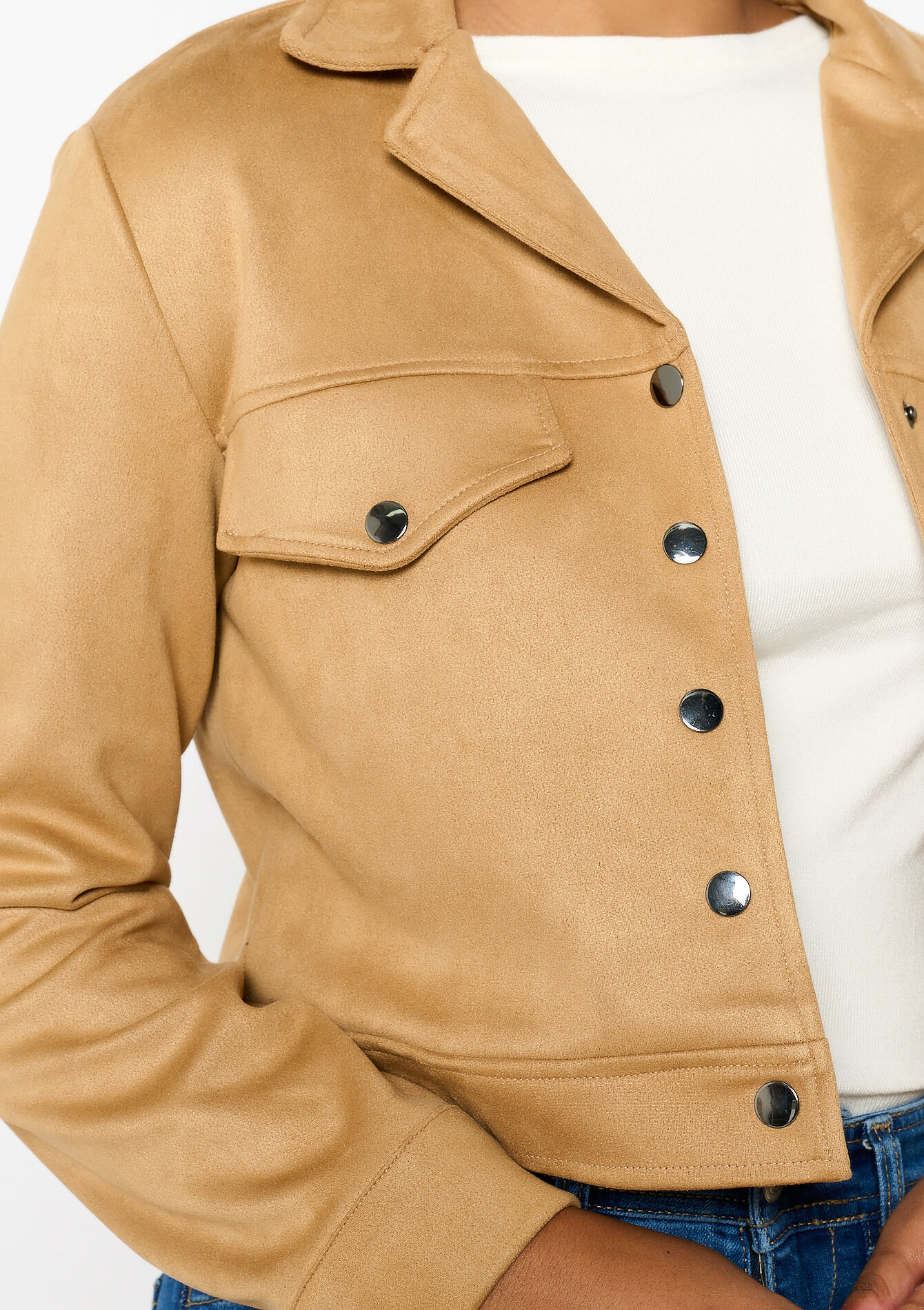 Veste en suédine avec poches, Veste en suédine avec poches - LIGHT CAMEL - 09101017_3814