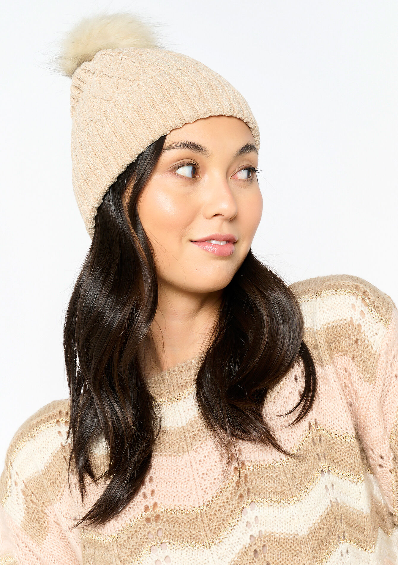 Zachte muts met pompon, Zachte muts met pompon - LT BEIGE - 1081432