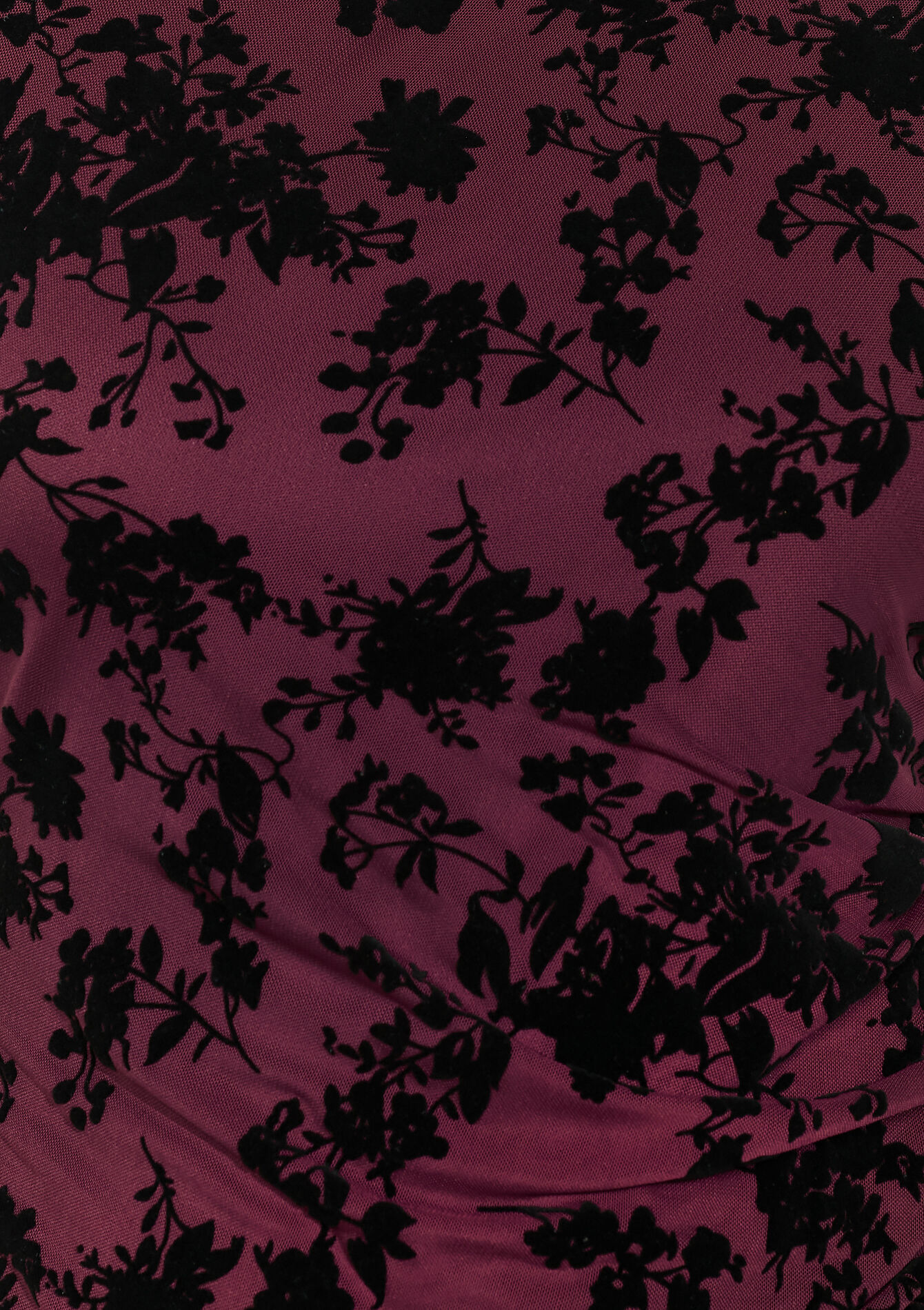 robe moulante fleurs velours, robe moulante fleurs velours - BORDEAU WINE - 08104288_1467