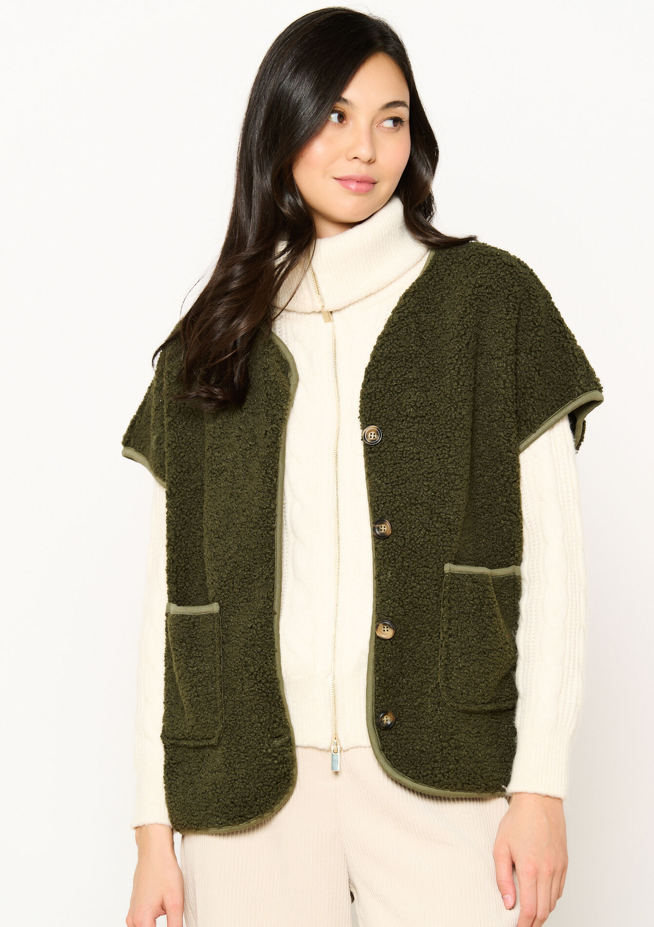 Teddy vest - KHAKI DARKY - 09001444_4208