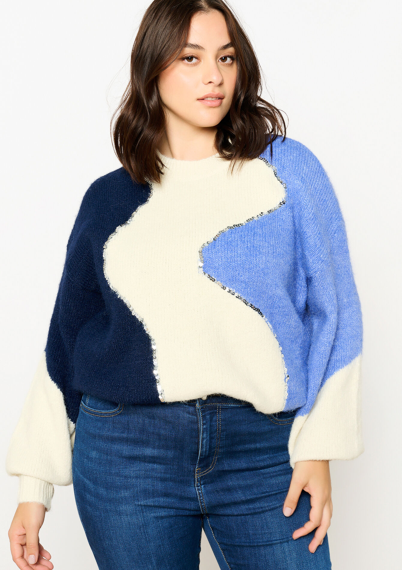 Trui met zigzag en pailletten, Trui met zigzag en pailletten - NAVY BASIC - 04006573_2723