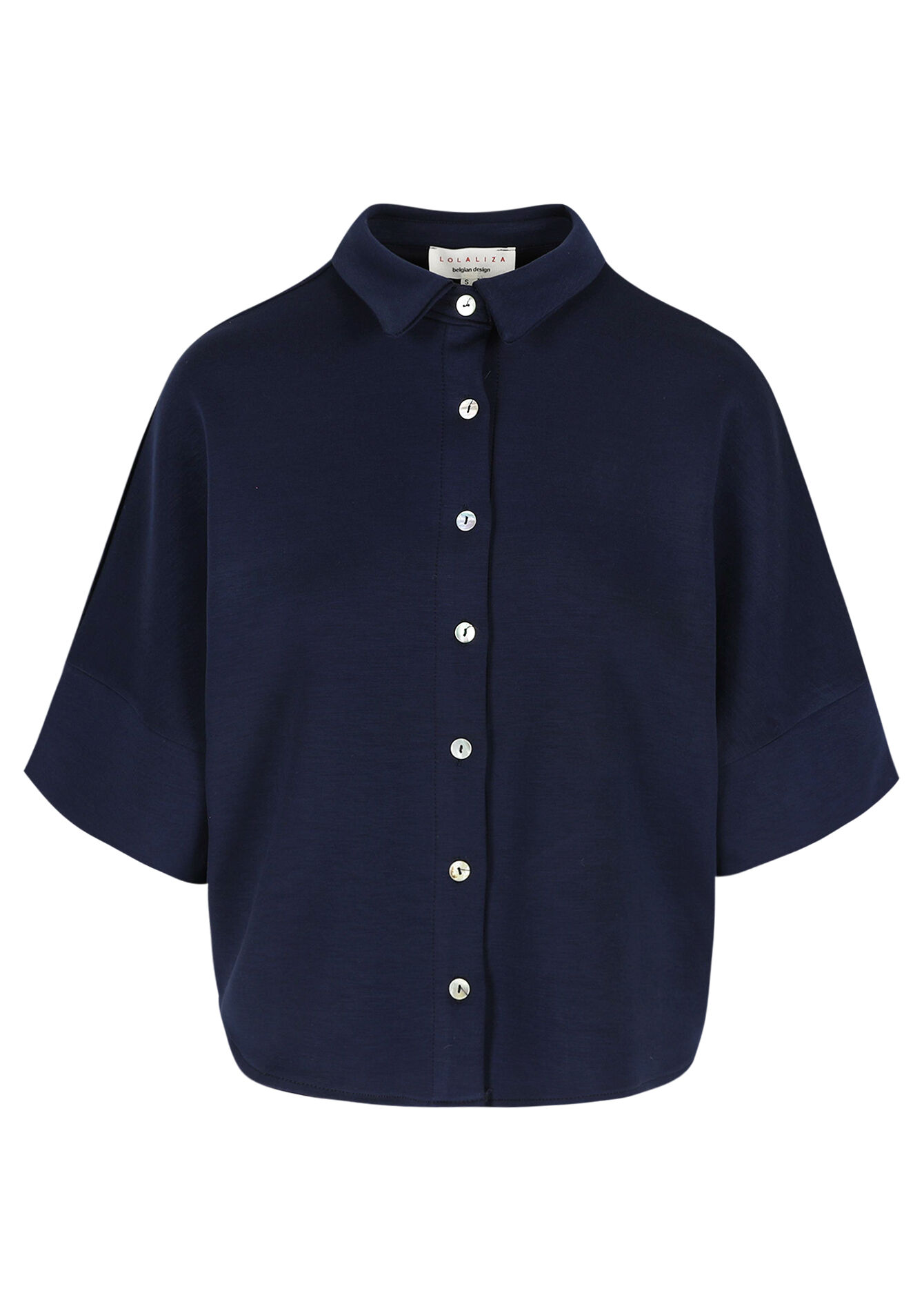 Losvallend overhemd met korte mouwen, Losvallend overhemd met korte mouwen - NAVY BASIC - 02301896_2723