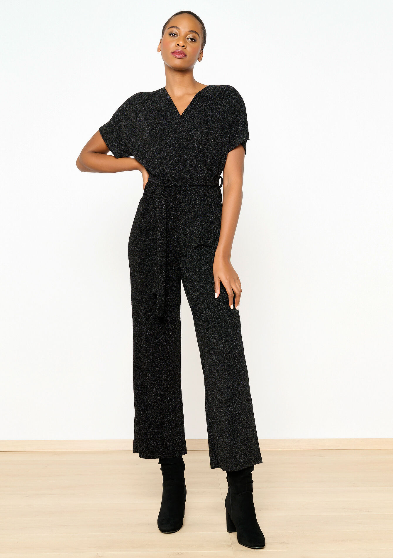 Lurex jumpsuit - BLACK - 06004480_1119