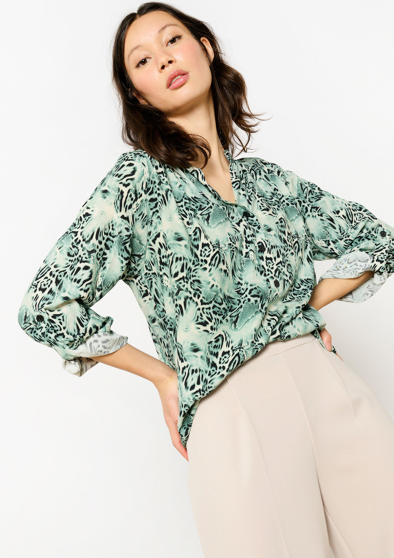 Blouse à imprimé animal, Blouse à imprimé animal - MINT GREEN - 05702747_1723