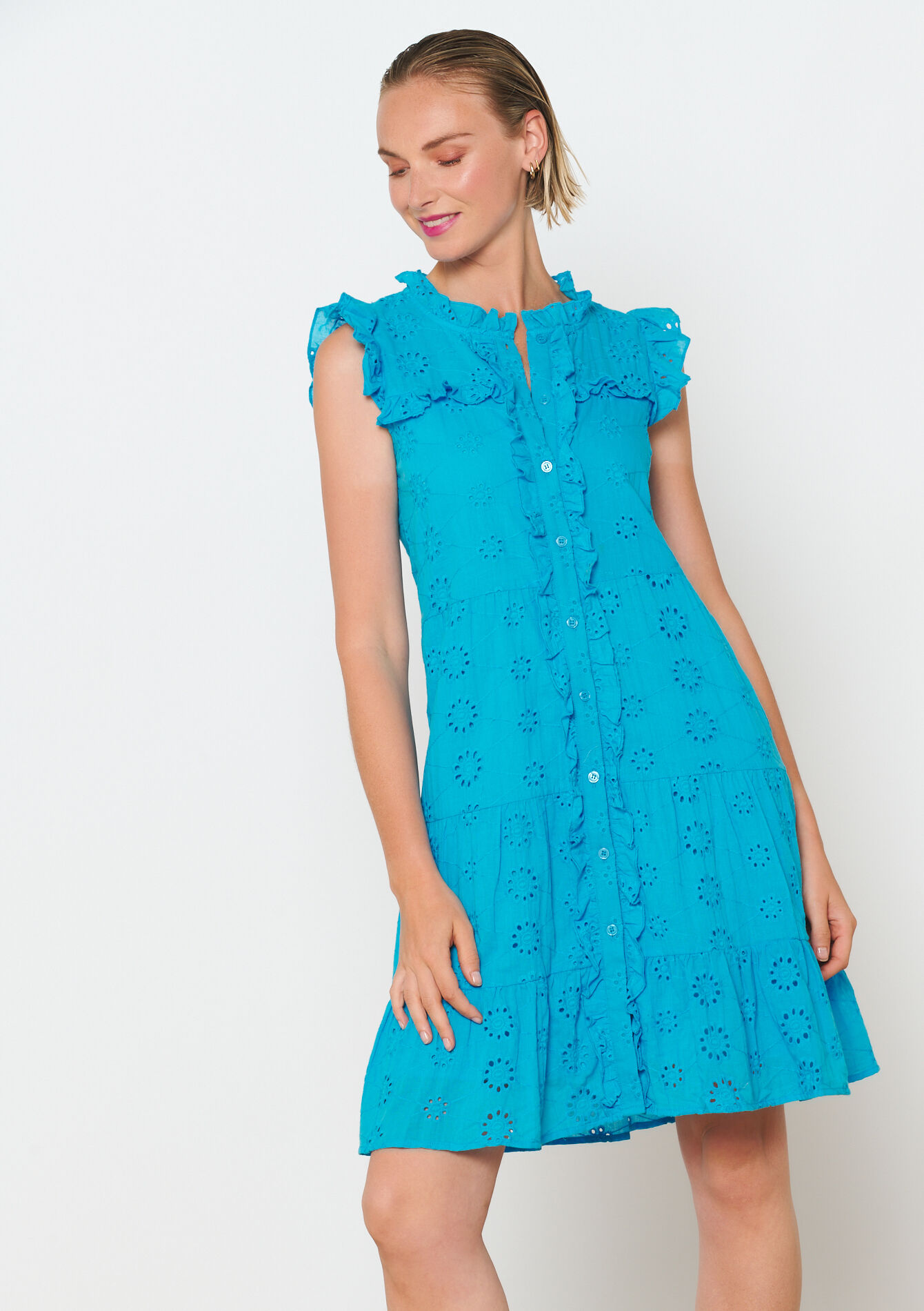 Jurk met broderie anglaise, Jurk met broderie anglaise, , back