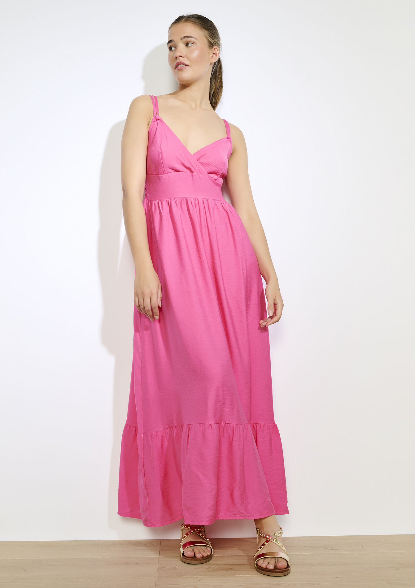 Luchtige lange jurk, Luchtige lange jurk - FUCHSIA - 08104152_5626