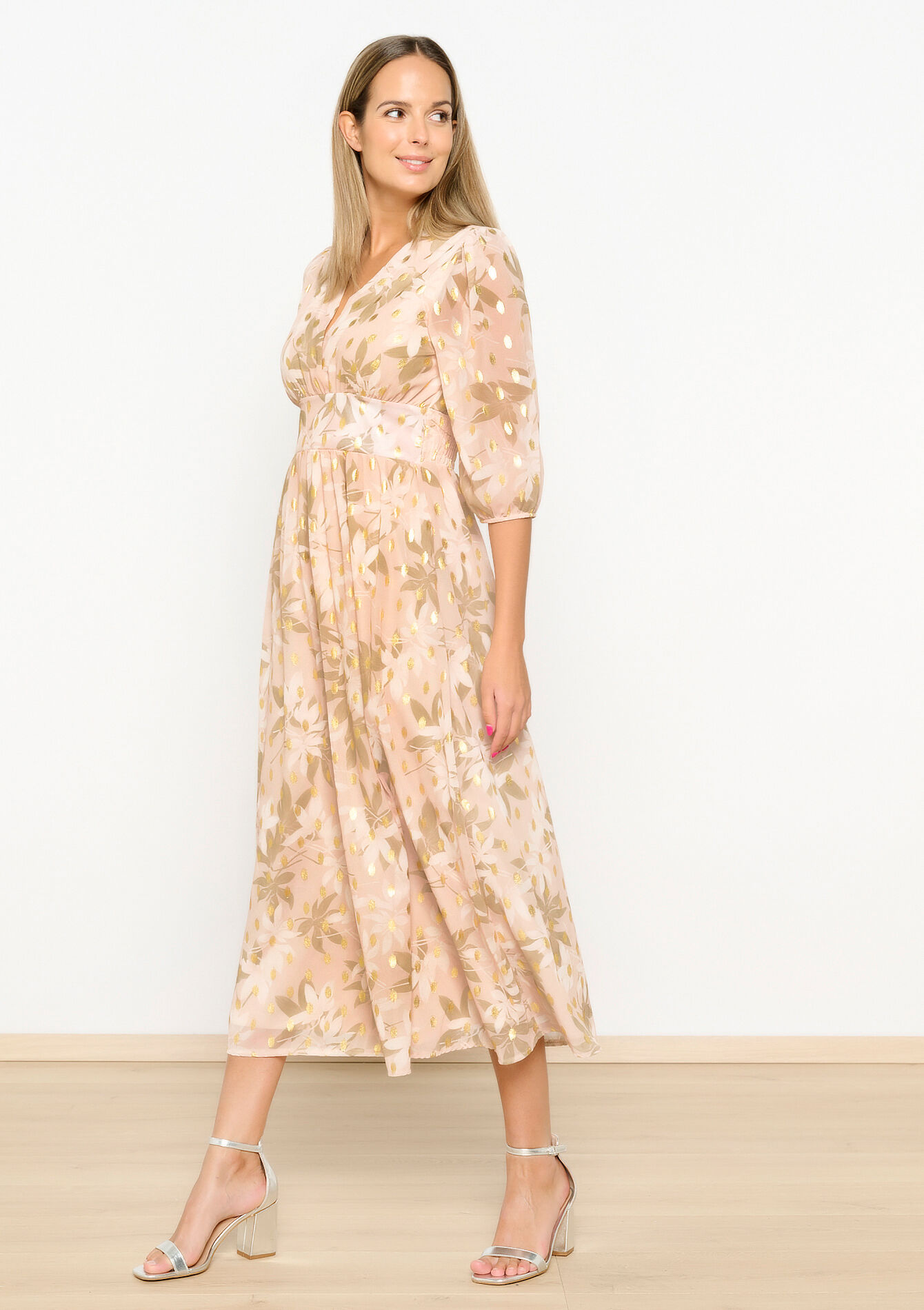 Robe longue avec marquage en flex, Robe longue avec marquage en flex - LT BEIGE - 08602290_2527