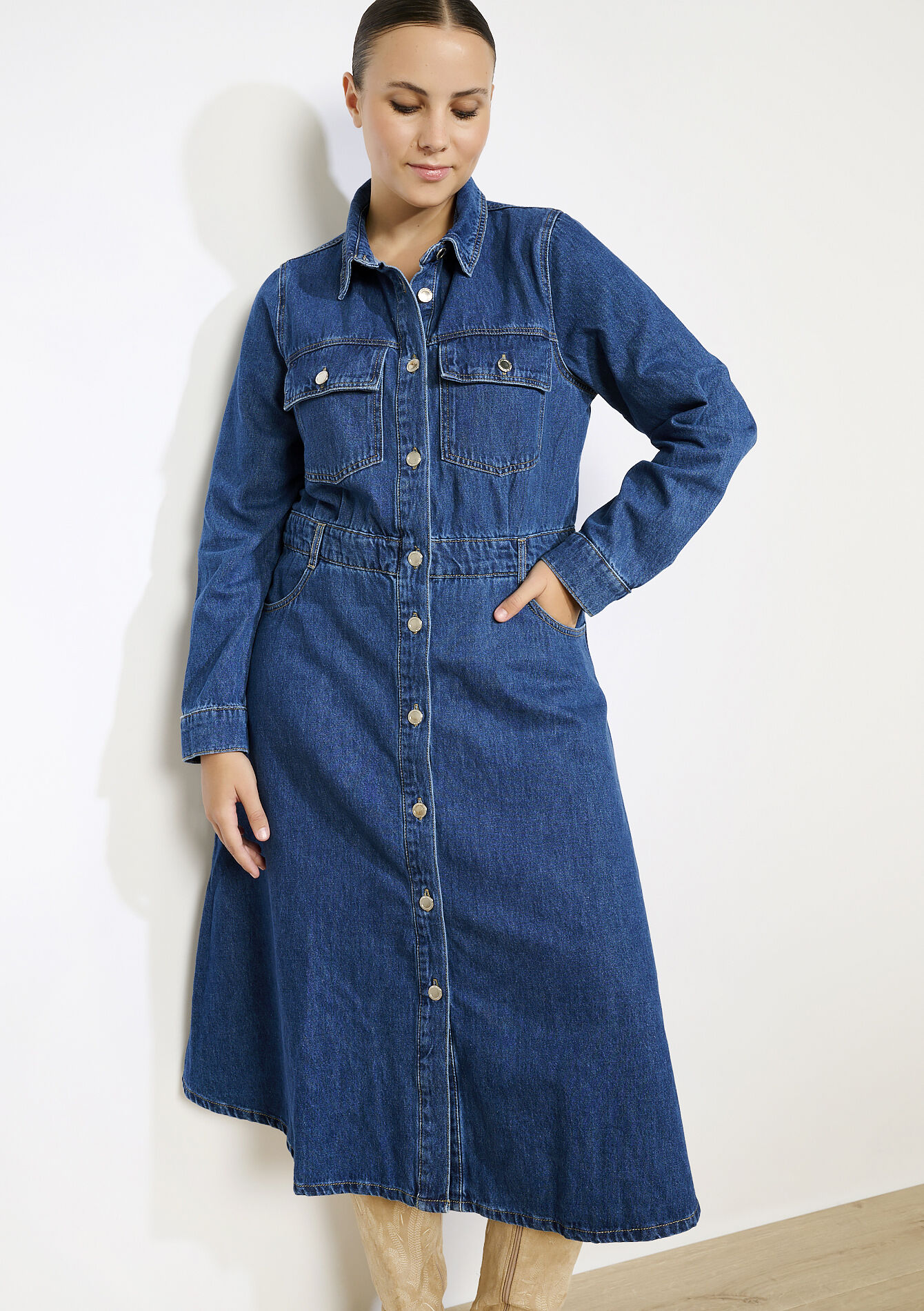 Robe chemise en jean, Robe chemise en jean, , back