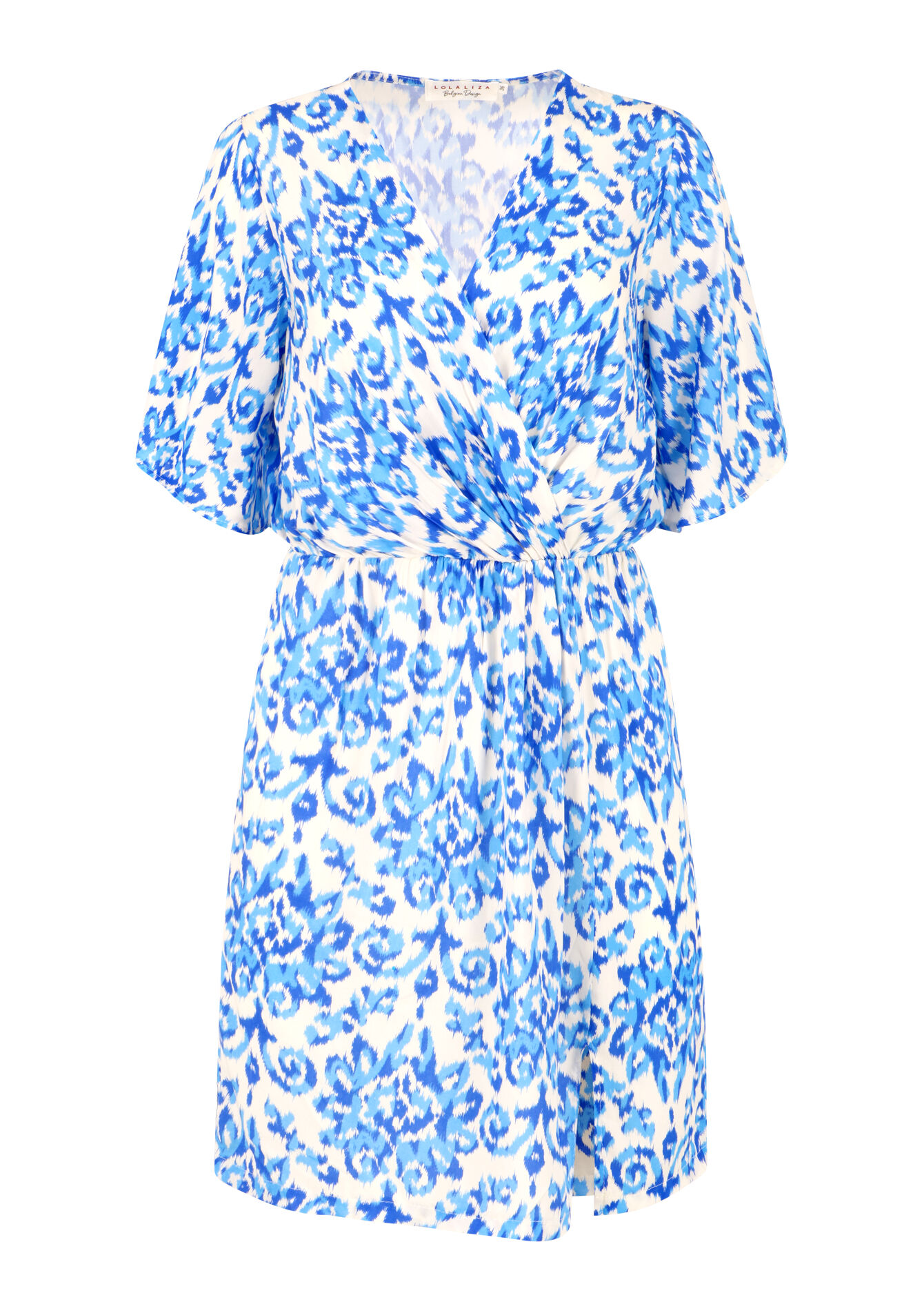 Wikkeljurk met etnische print, Wikkeljurk met etnische print - BLUE FAIENCE - 08103286_1584