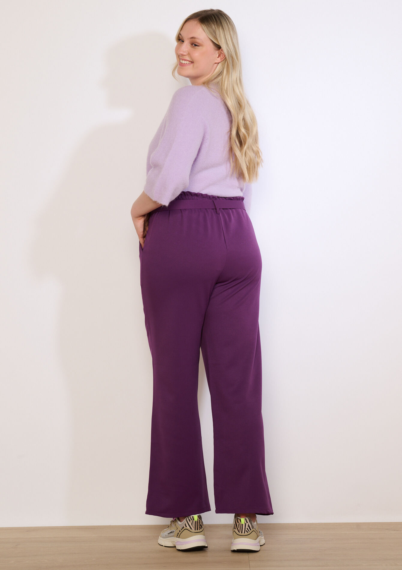 Taillebroek met ceintuur - PURPLE - 06601110_5902