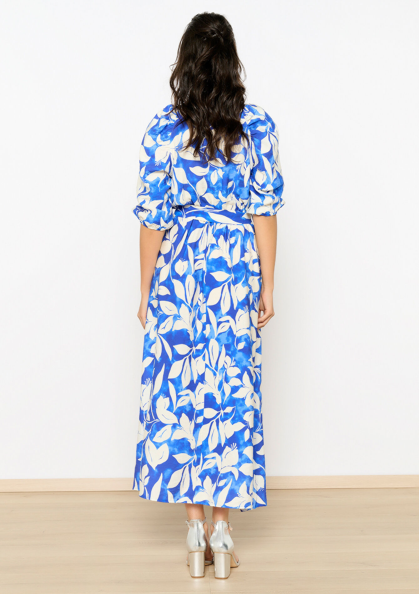 Maxi-jurk met aquarelprint, Maxi-jurk met aquarelprint - BLUE FAIENCE - 08103586_1584