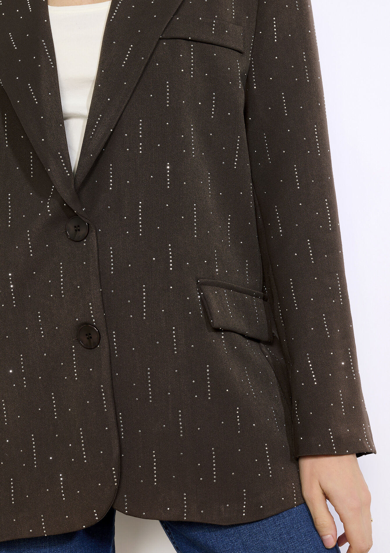 Blazer à strass, Blazer à strass - BROWN DARK CHOCOLATE - 09101158_3720