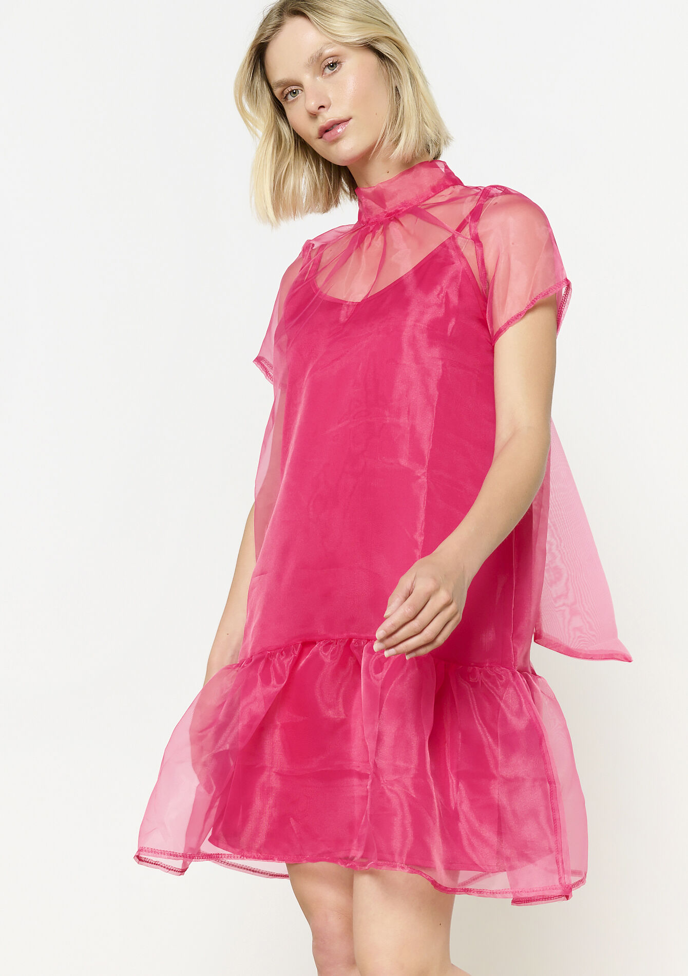 Robe organza en superposition, Robe organza en superposition - FUCHSIA - 08104144_5626
