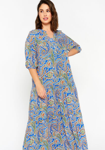 Maxi dress with paisley print - ELECTRIC BLUE - 08601989_1619