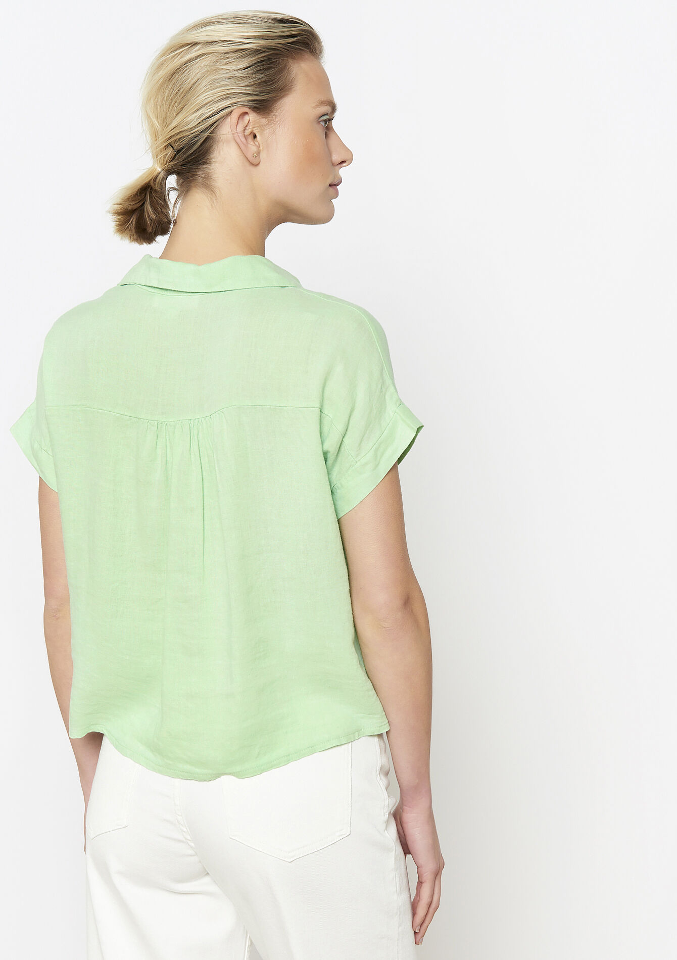 Linnen blouse met knoopsluiting - LIME - 05702839_4711