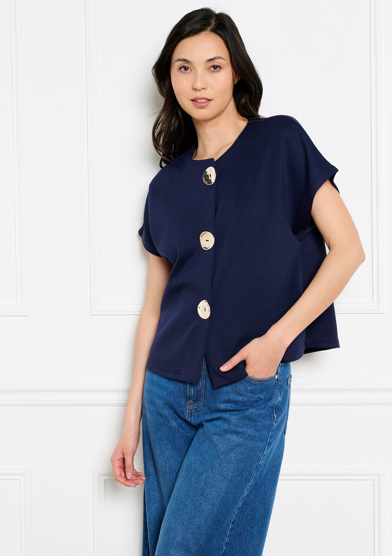 Haut à boutons oversize - NAVY BASIC - 02302026_2723