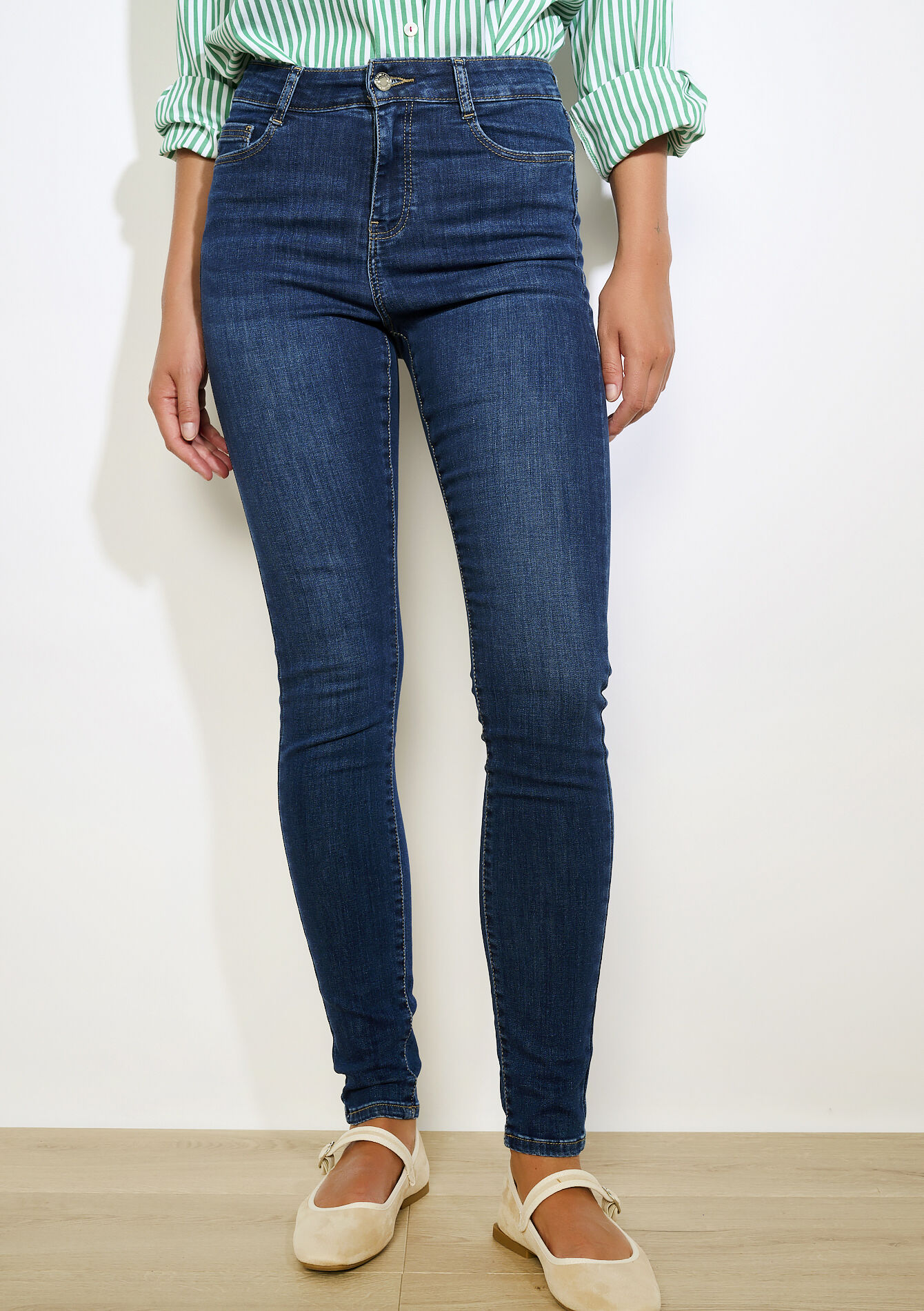 High waist skinny jeans, High waist skinny jeans - DARK BLUE - 22000596_0501