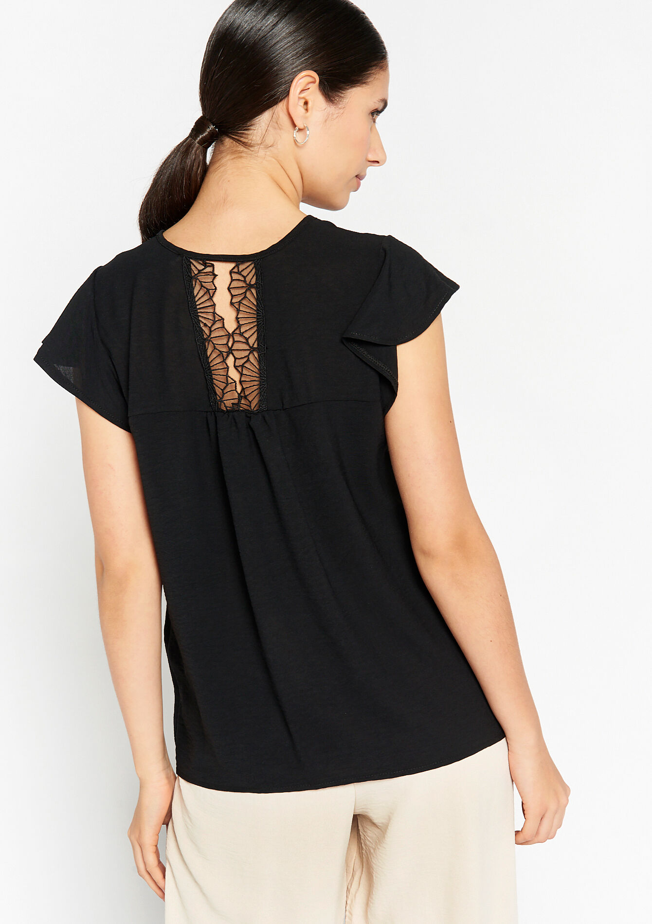 Blouse met vlindermouwen - BLACK - 05702179_1119