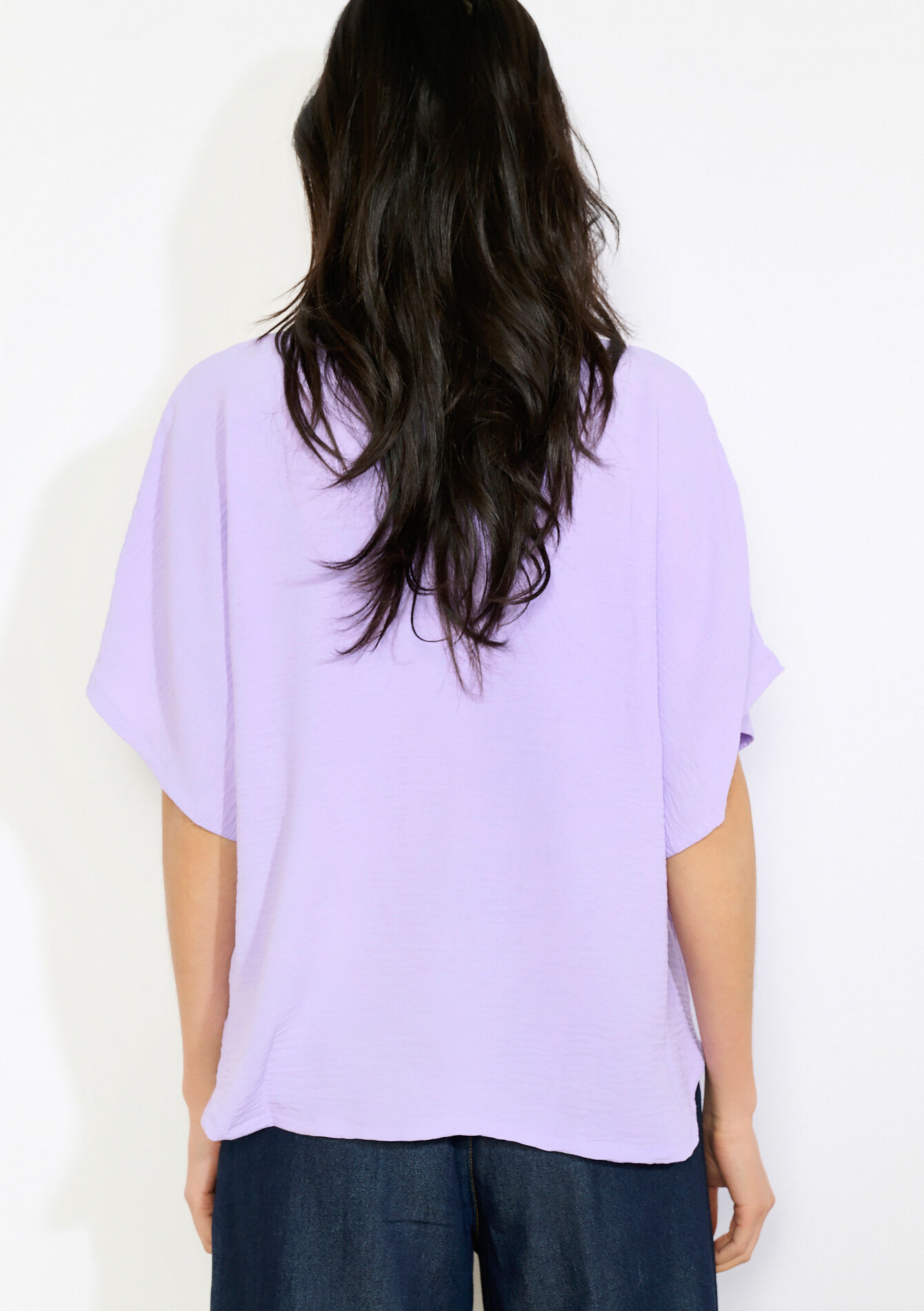 Blouse fluide à manches courtes - LILAC BRIGHT - 05703048_2578