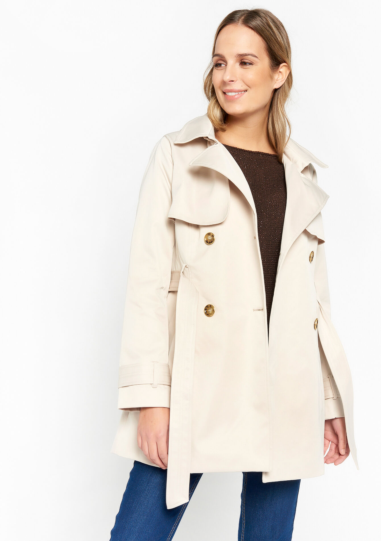 Trenchcoat met capuchon - LT BEIGE - 23000533_2527