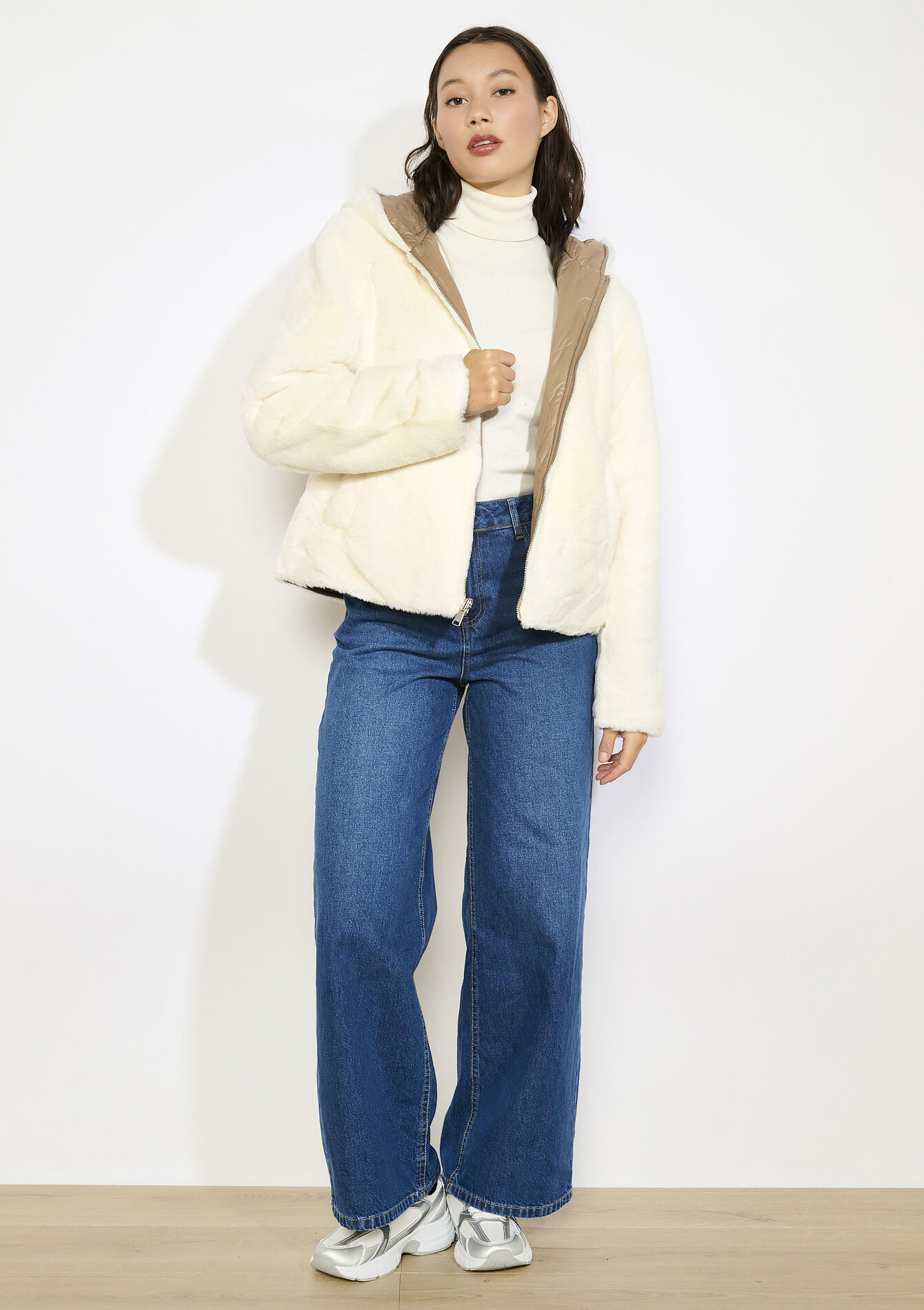 Omkeerbare korte pufferjas, Omkeerbare korte pufferjas - TAUPE - 23000776_1021