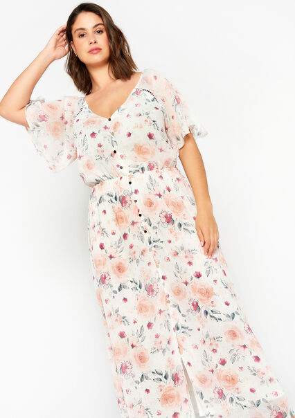 Maxi-jurk met bloemenprint - OFFWHITE - 08601803_1001