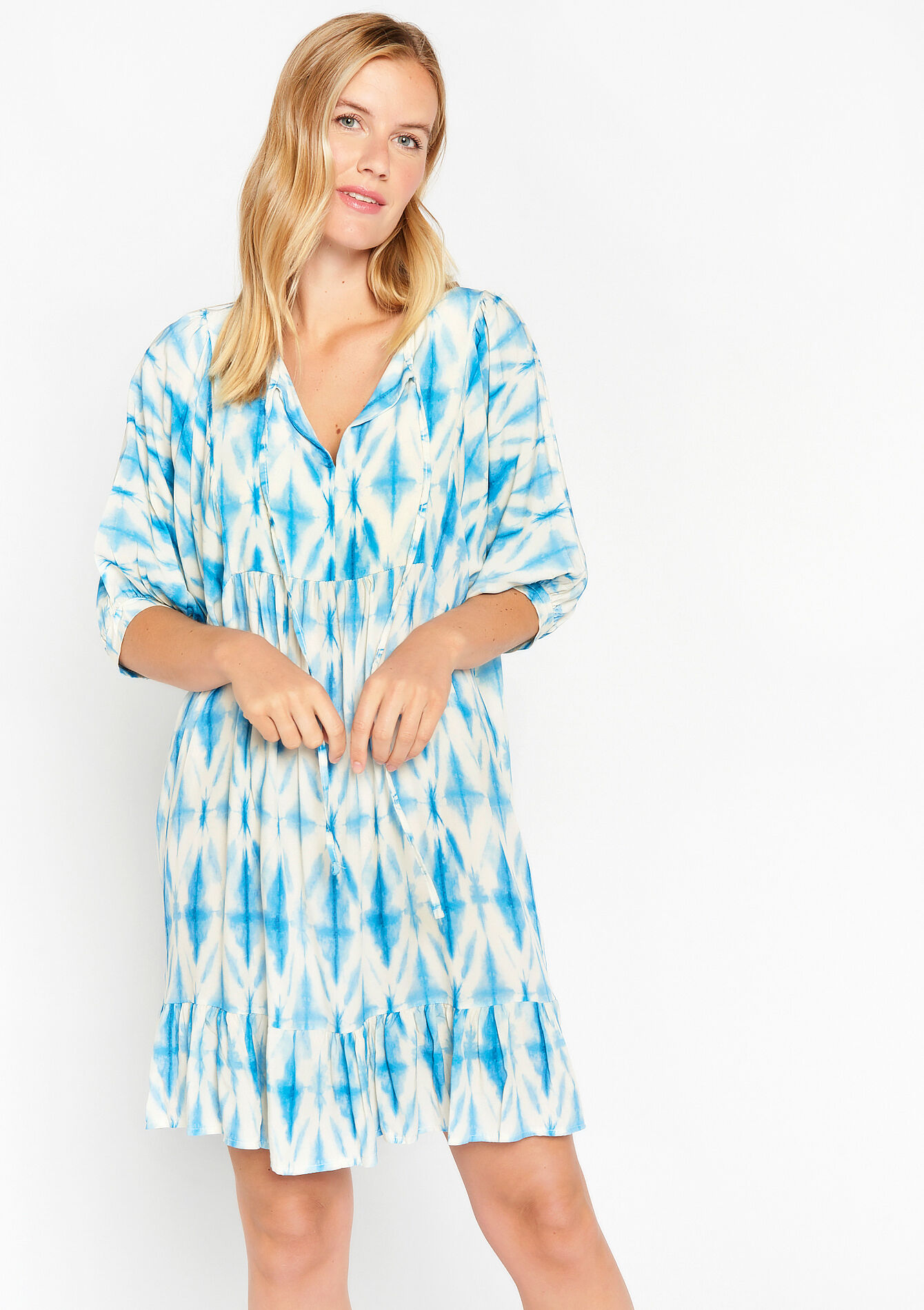 Boxy jurk met tie-dye, Boxy jurk met tie-dye - BLUE DENIM - 08103307_1638