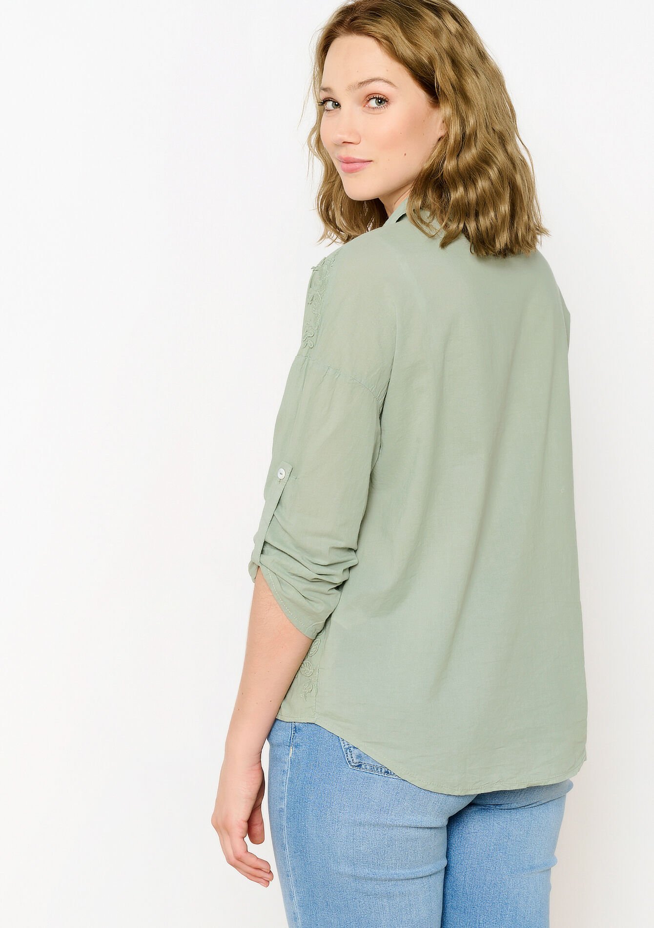 Geborduurd hemd, Geborduurd hemd - LIGHT KHAKI - 05702534_4405