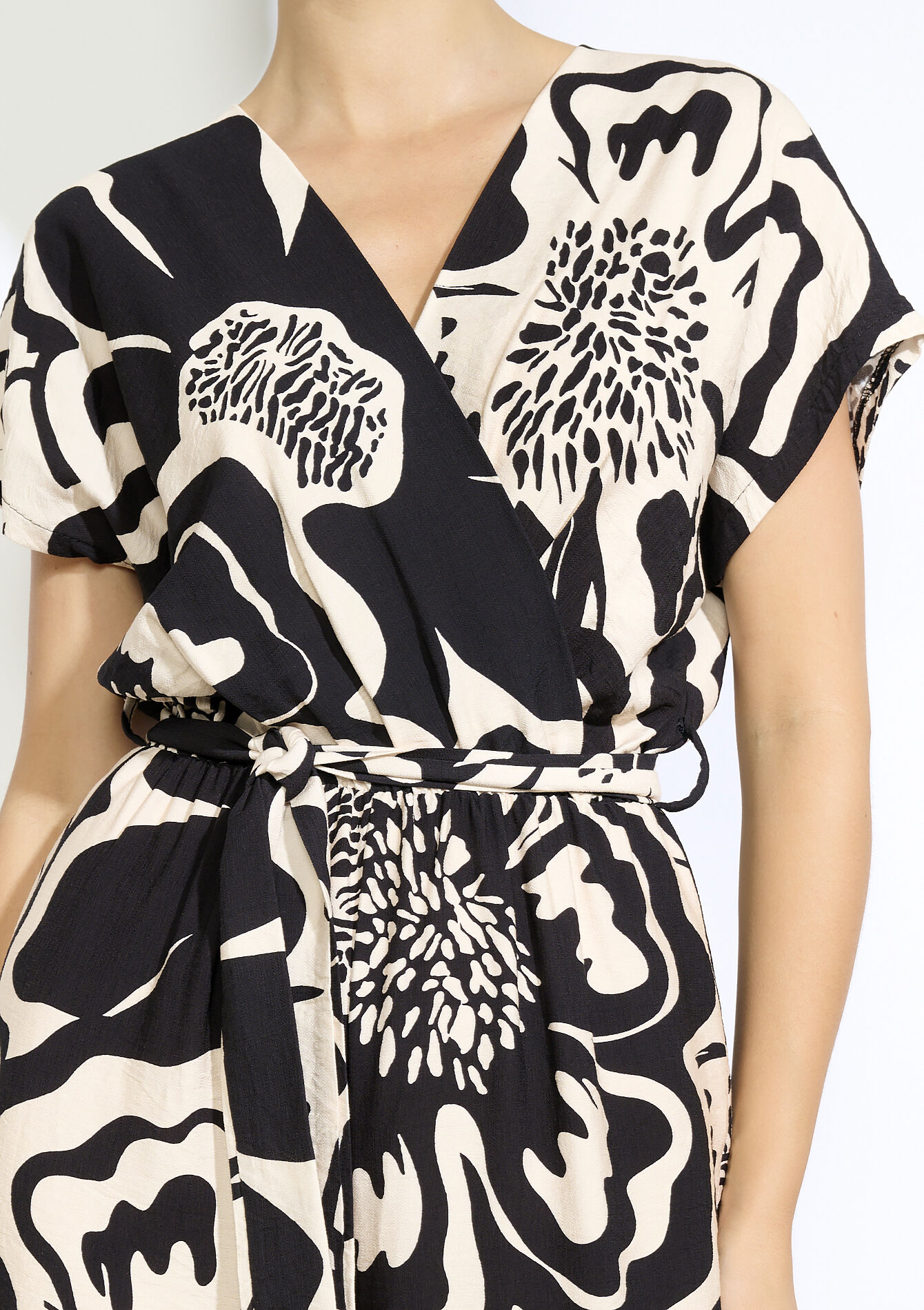 Belted printed jumpsuit, Belted printed jumpsuit - BLACK - 06004628_1119