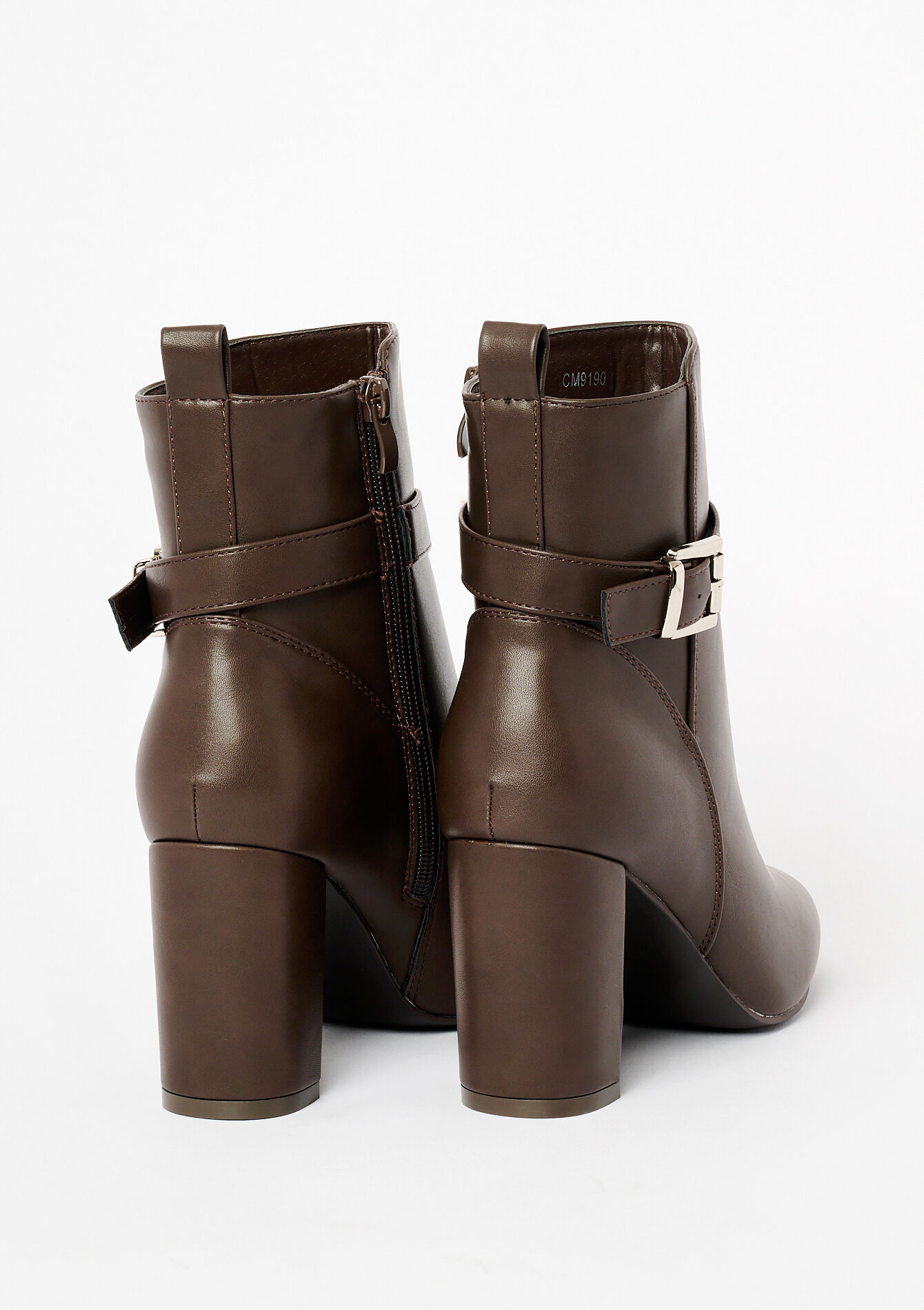 Ankle boots with buckle, Ankle boots with buckle - BROWN DARK CHOCOLATE - 13100264_3720