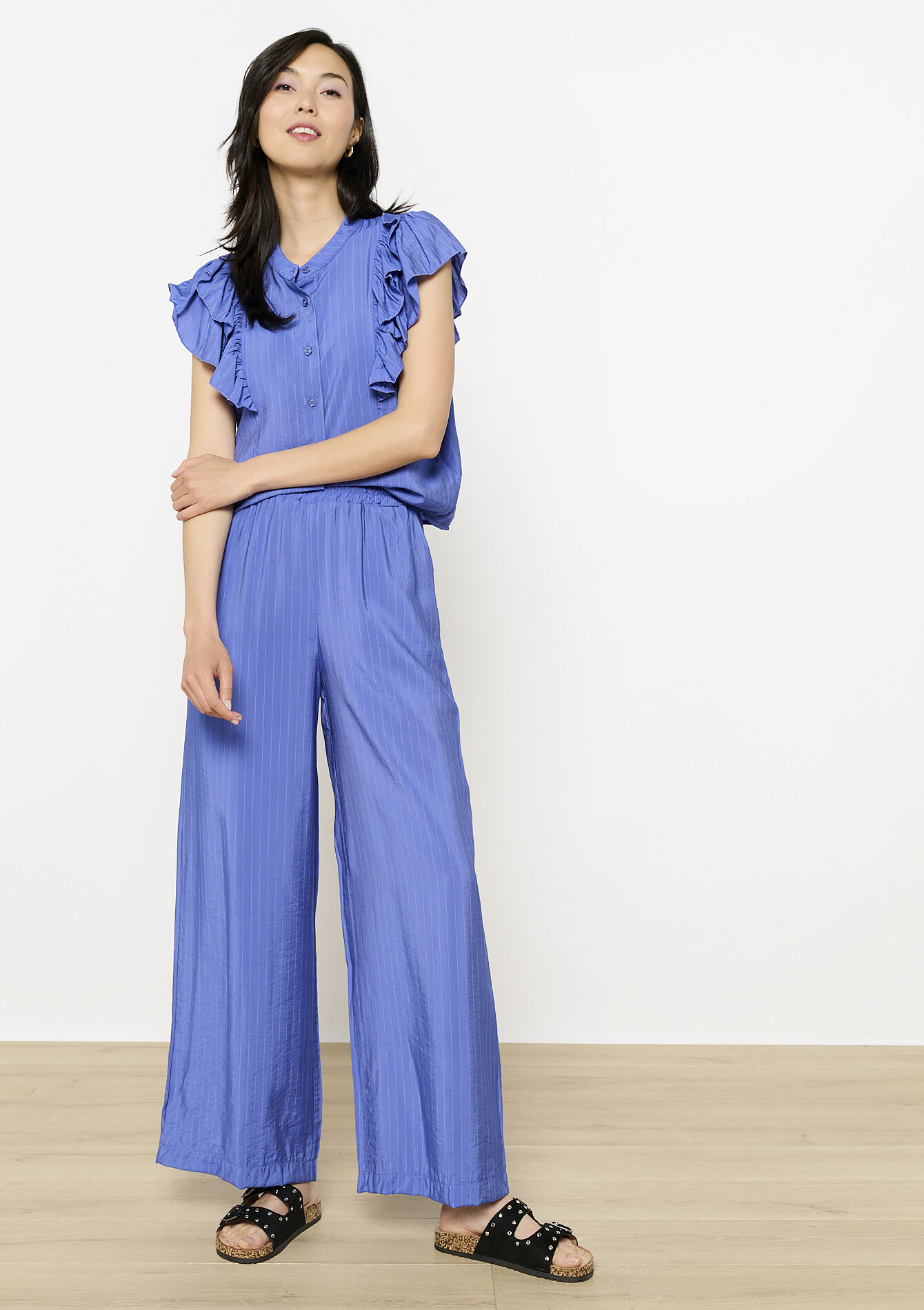 Wijde broek met co-ord top - ELECTRIC BLUE - 06600985_1619
