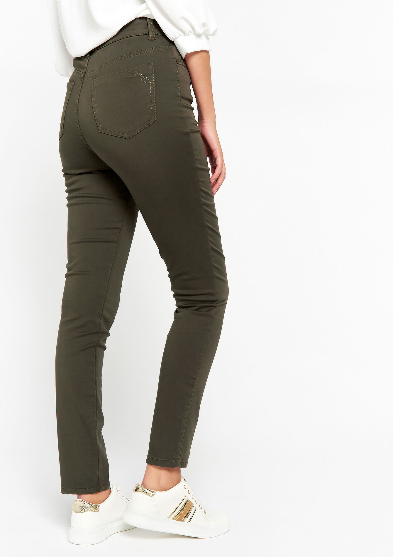 High-waisted skinny trousers, High-waisted skinny trousers - KHAKI DARKY - 1067192