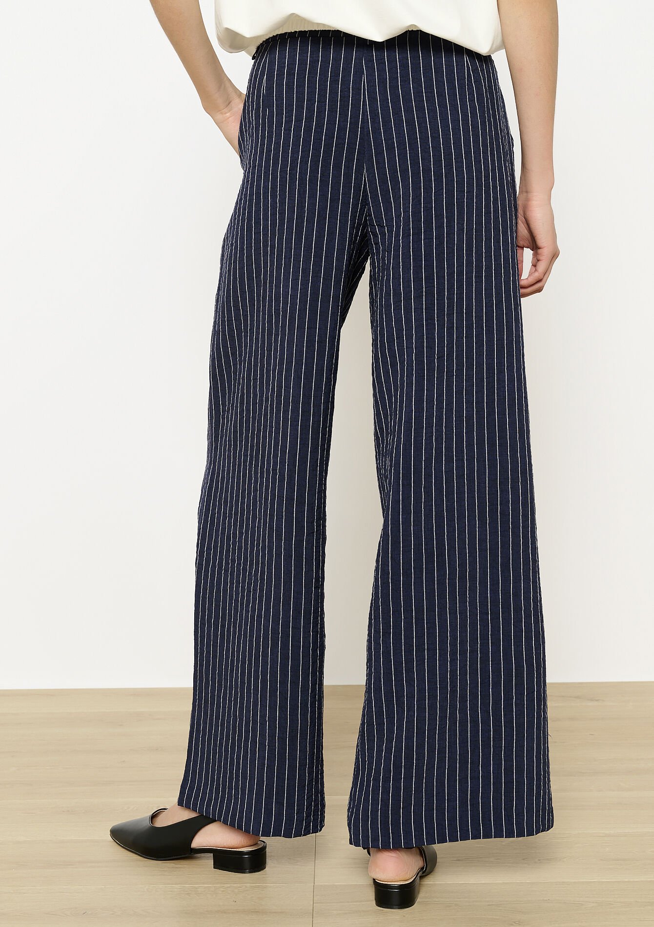 Geklede broek met krijtstrepen, Geklede broek met krijtstrepen - NAVY DARK - 06100703_1714