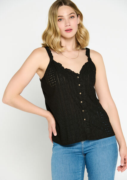 Top with broderie anglaise - BLACK - 02200356_1119