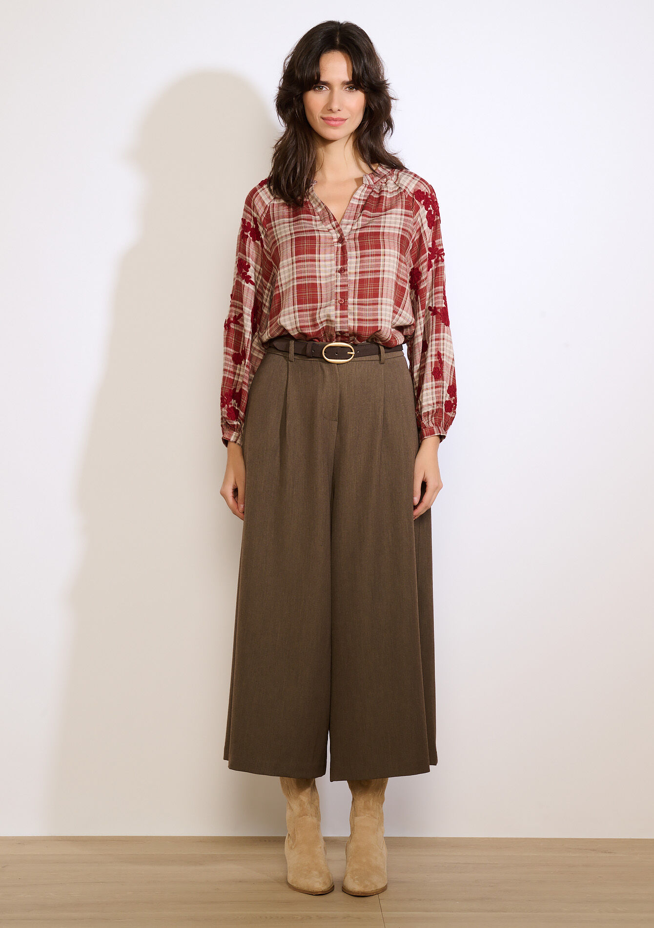 Fluid wide-leg trousers, Fluid wide-leg trousers - TAUPE - 06100764_1021