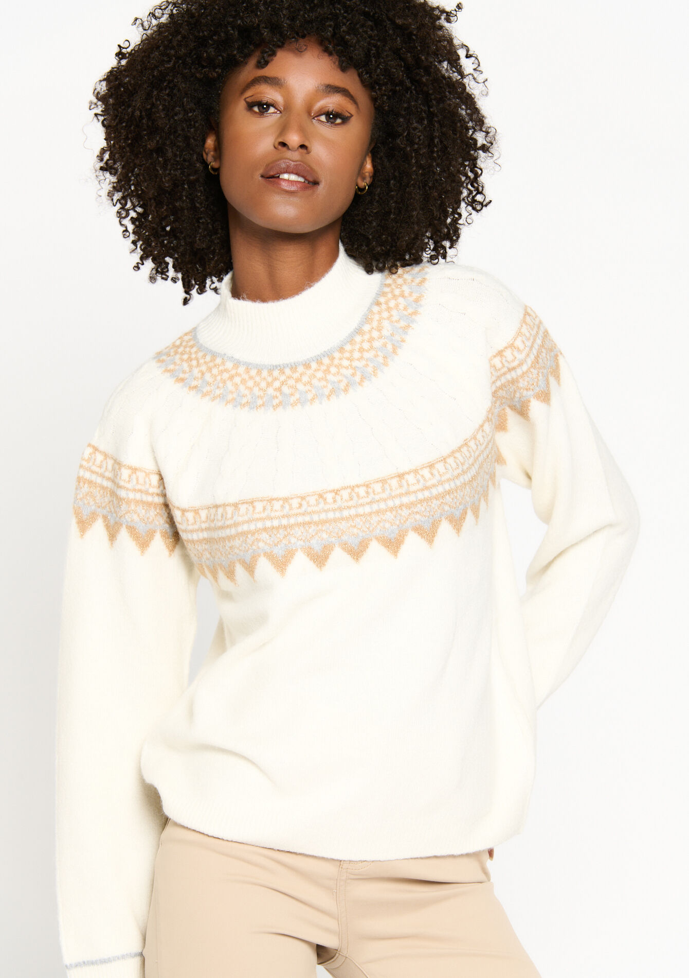 Jacquard pullover, Jacquard pullover - VANILLA WHITE - 04101055_1013