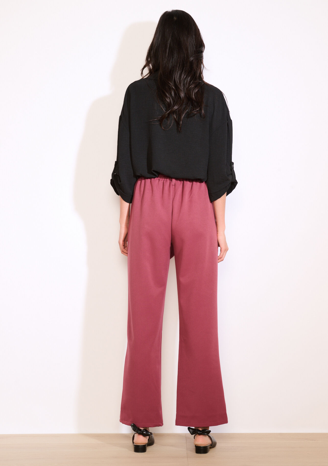 Wijde broek met ceintuur, Wijde broek met ceintuur - AUBERGINE - 06601044_1537