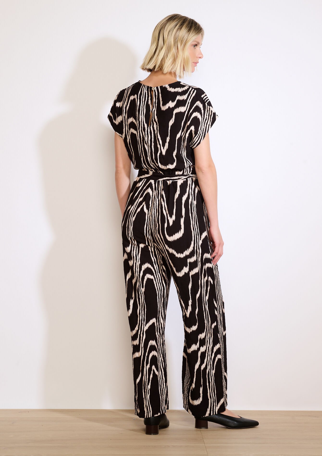 Combinaison imprimée ceinturée, Combinaison imprimée ceinturée - BLACK - 06004658_1119