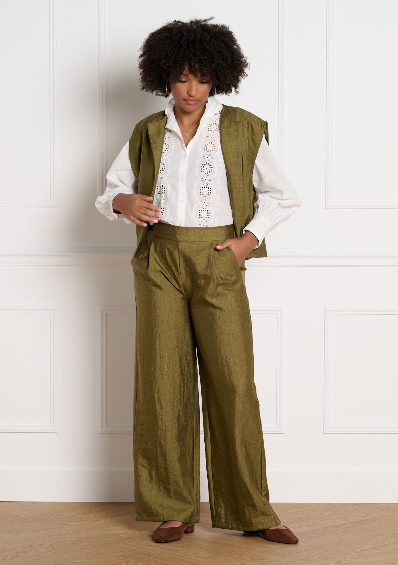 Pantalon ample décontracté - GREEN MOSS - 06601123_4504