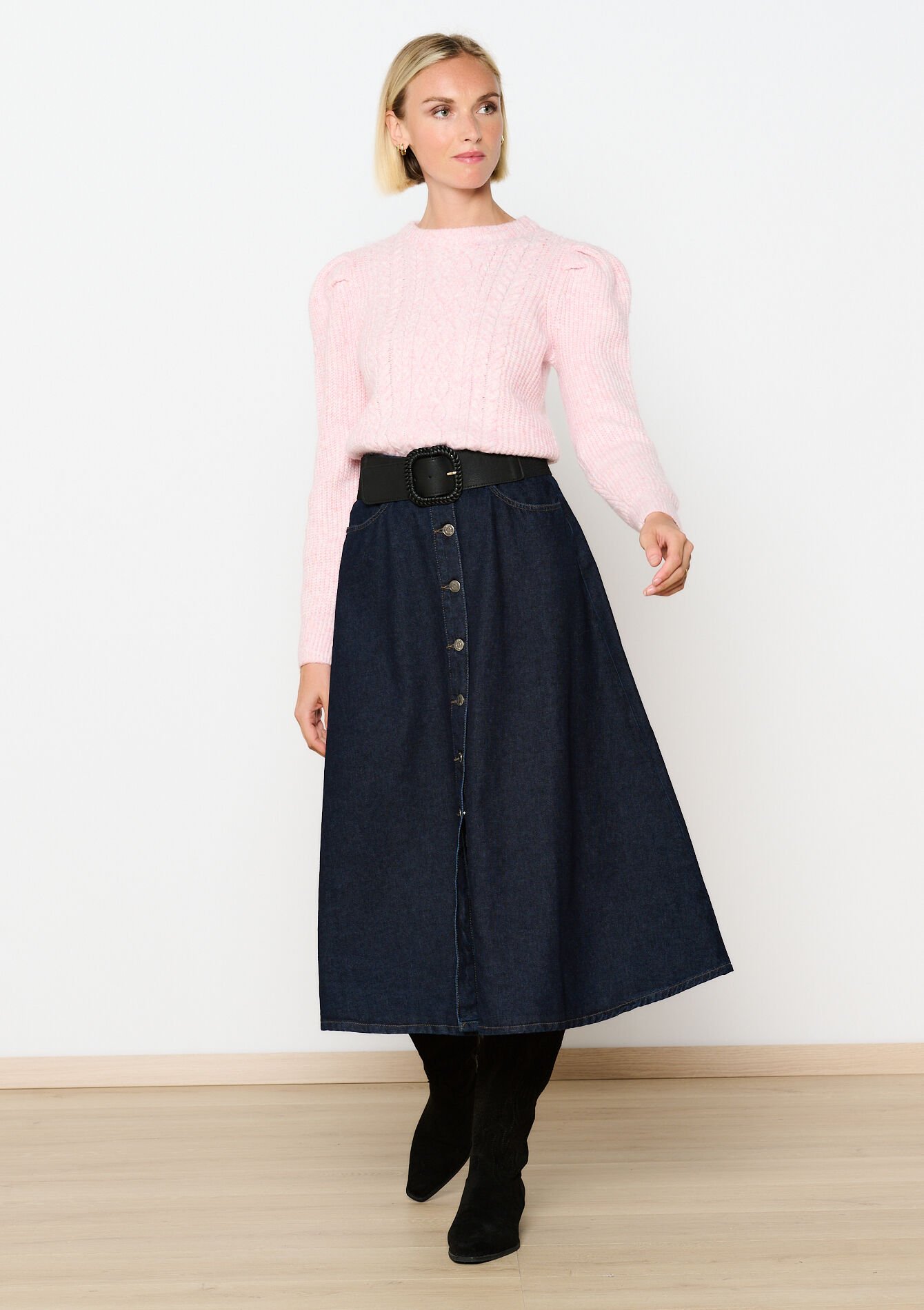 Kabelgebreide trui, Kabelgebreide trui - LIGHT PINK - 04006542_1303