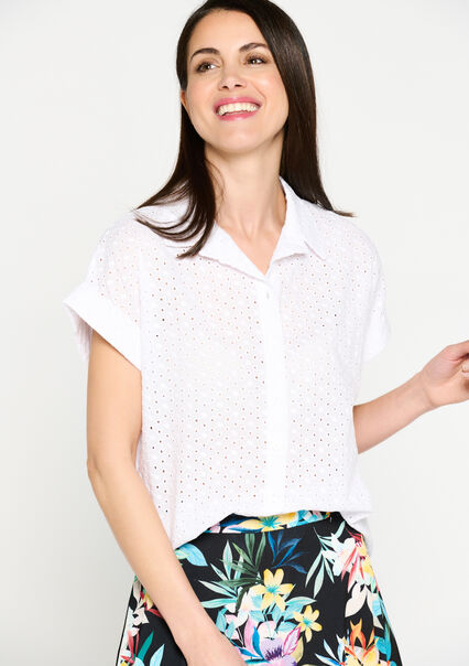 Blouse avec broderie anglaise - OFFWHITE - 05702184_1001