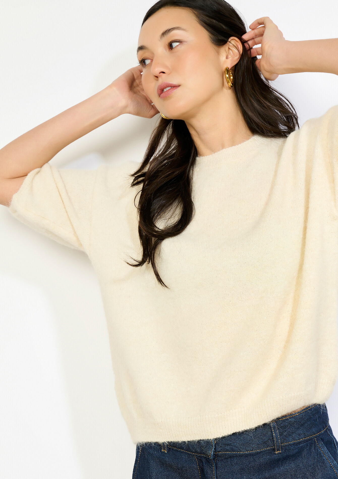 Pull en maille duveteuse - VANILLA WHITE - 04007227_1013